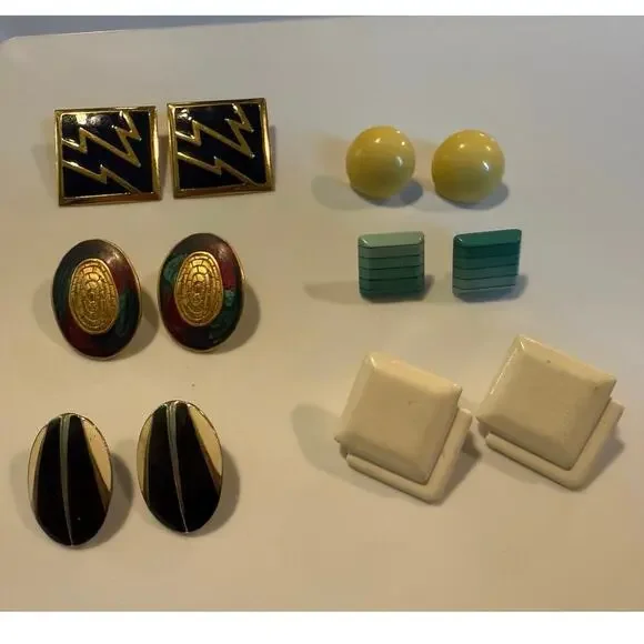 Vintage Stud Earrings Lot 6 Pairs - Picture 1 of 3